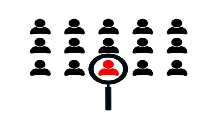 des icônes personnes et une loupe sélectionnant le candidat retenu lors d'un recrutement - externalisation de la gestion des ressources humaines - Buro Services