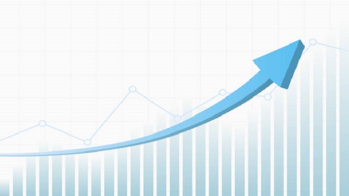 graphique financier abstrait avec flèche de tendance haussière - contrat portage salarial - Buro Services