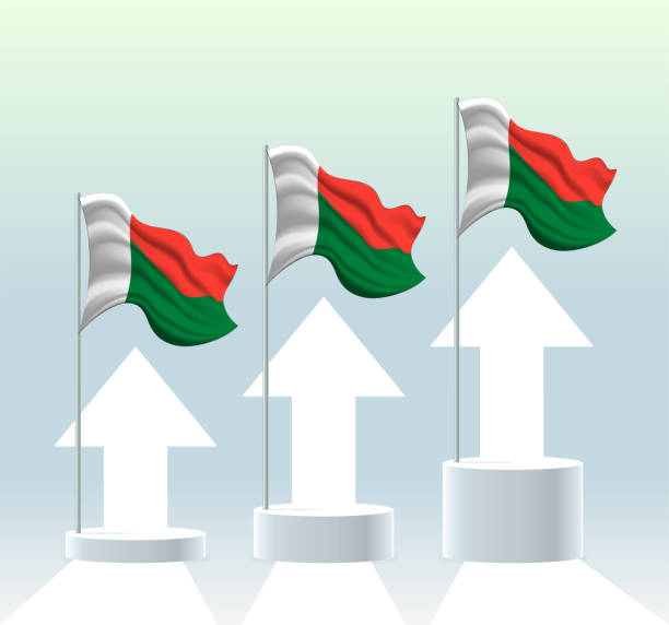 Mât de drapeau malgache ondulant dans des couleurs pastel modernes-création de société à Madagascar-Buroservices