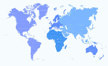 une illustration vectorielle de la carte du monde - services de domiciliation - Buro Services