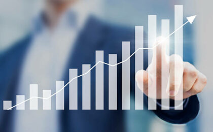 un homme d'affaires anonyme touchant une illustration de diagramme croissant - offres de portage salarial - Buro Services