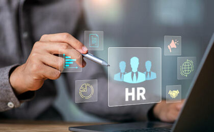 Interface RH numérique avec des icônes - externalisation francophone - Buro Services