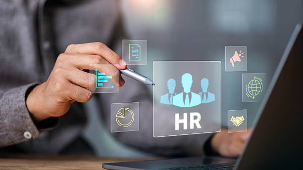 Interface RH numérique avec des icônes - externalisation francophone - Buro Services